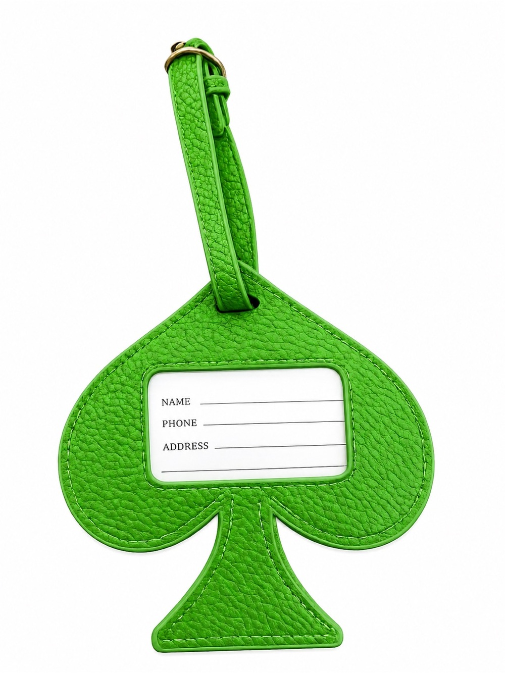kate spade Hangtag Luggage tag Green Textured Leather Spade - Picture 2 of 2